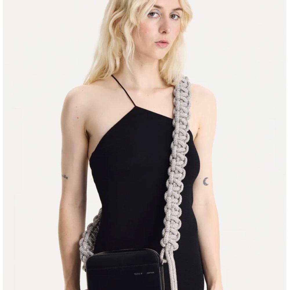 BLACK CRYSTAL COBRA CAMERA BAG | KARA CROSSBODY BAG